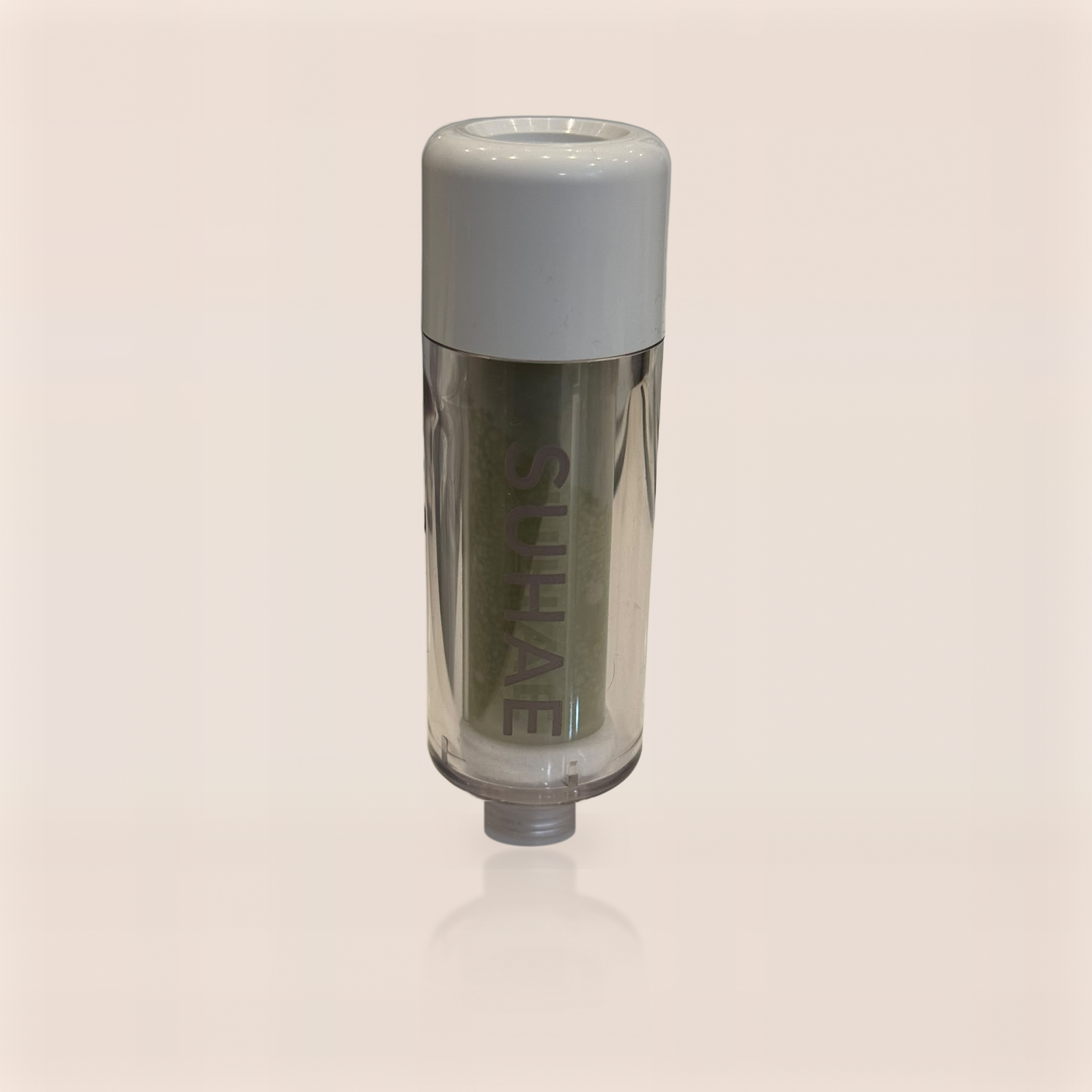 SUHAE Universal vitamin C shower filter, clear inline housing with white cap